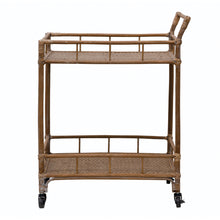Load image into Gallery viewer, Hand Woven Bamboo And Rattan 2-Tier Bar Cart on Coasters