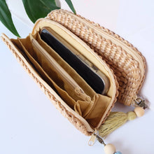 Load image into Gallery viewer, Woven Clutch with Silk Tassel Key Chain: Blue