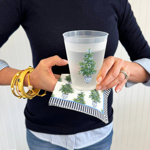 Blue Bow Christmas  Tree1 6 oz Shatterproof Cups | Set of 8