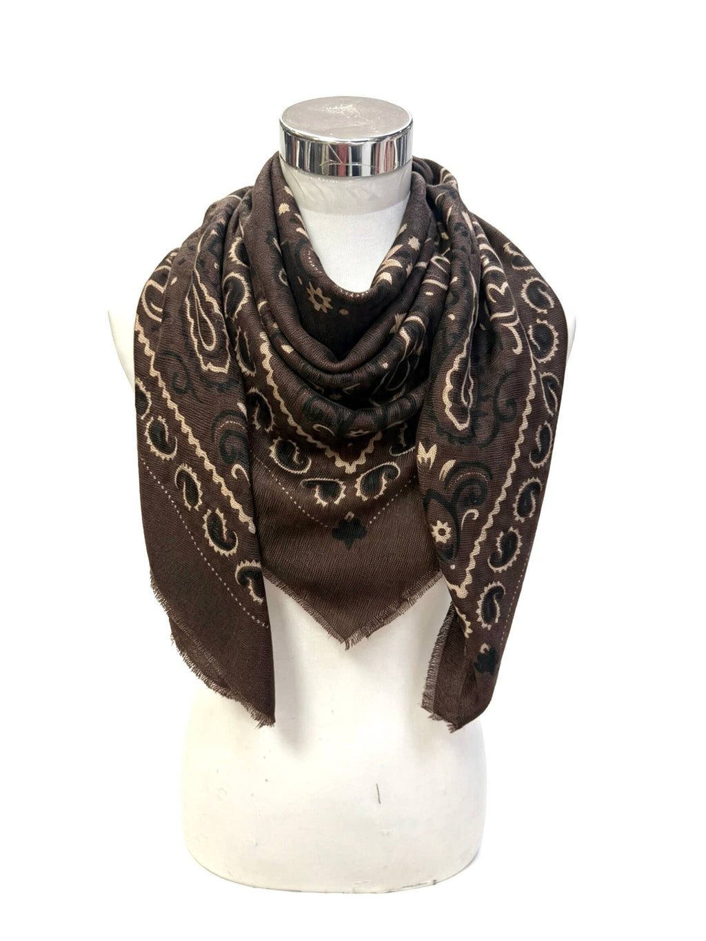 Large Woolen Square Bandana: Light taupe