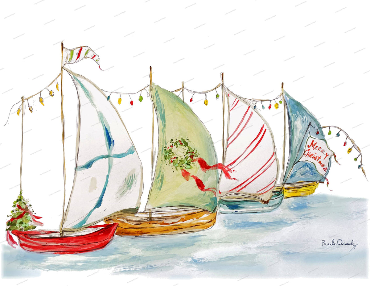 Holiday Floatilla Kitchen Towel: Flour Sack Towel