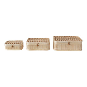 Hand-Woven Bamboo Boxes w/ Closures