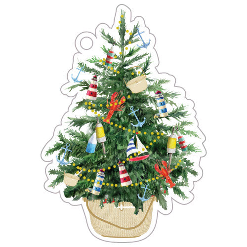 Coastal Christmas Tree Die Cut Gift Tags/Set of 8