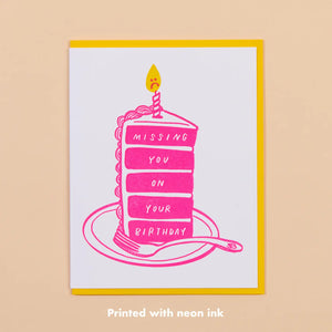 "Missing you on you Birthday" Letterpress Greeting Card