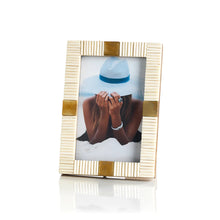 Load image into Gallery viewer, Bone with Brass Trim Photo Frame/ 4&quot;x6&quot;