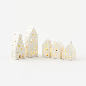 Lighted Silhouette Houses