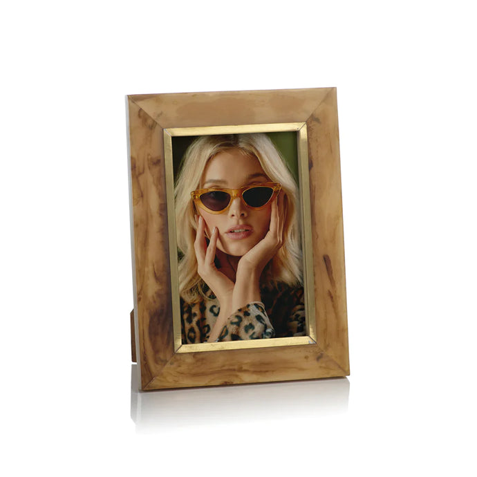 Horn Inlaid Photo Frame w/Brass Accent