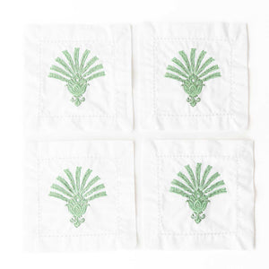Deco Palm Embroidered Cocktail Napkin Set of 4
