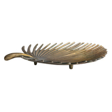 Load image into Gallery viewer, Decorative Cast Aluminum Palm Frond Tray, Antique Brass Finish
