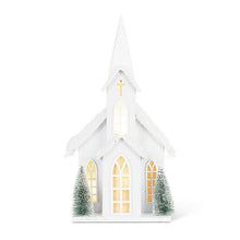 Load image into Gallery viewer, Snowy Tall Church w/ LED Lights