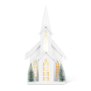 Snowy Tall Church w/ LED Lights