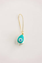 Load image into Gallery viewer, Natural Pearl and Evil Eye Threader Statement Earrings