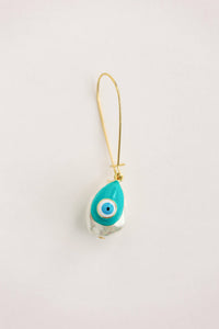 Natural Pearl and Evil Eye Threader Statement Earrings