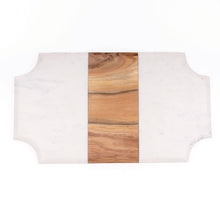 Load image into Gallery viewer, Marble &amp; Wood Beveled Serving Board