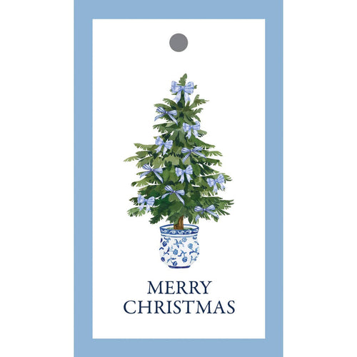 Blue Bows Christmas Tree Gift Tags