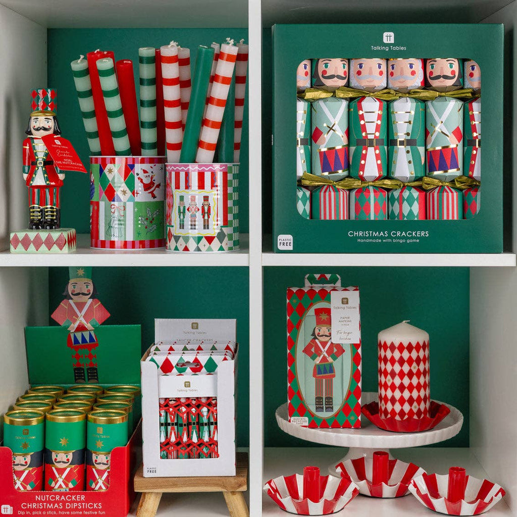 Green Stripe Dinner Candles - 25 Units Display | Christmas Home Decor |