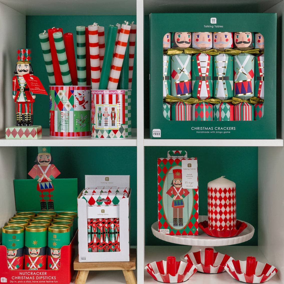 Green Stripe Dinner Candles - 25 Units Display | Christmas Home Decor |