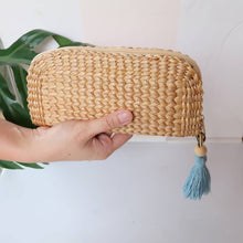 Load image into Gallery viewer, Woven Clutch with Silk Tassel Key Chain: Blue