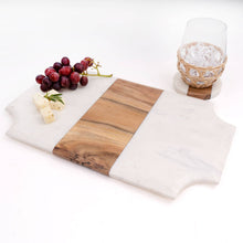 Load image into Gallery viewer, Marble &amp; Wood Beveled Serving Board