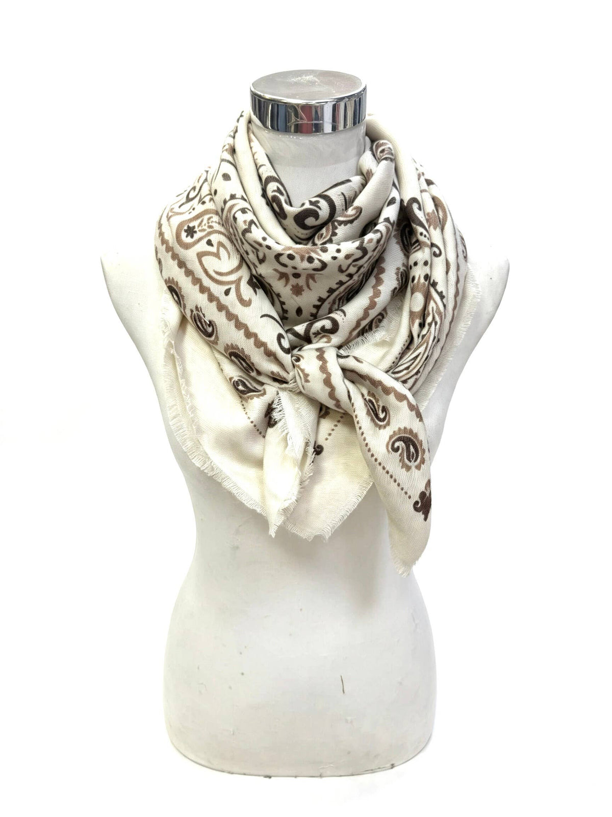 Large Woolen Square Bandana: Light taupe