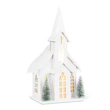 Load image into Gallery viewer, Snowy Tall Church w/ LED Lights