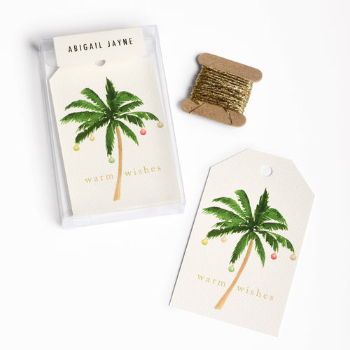 Holiday Palm Gift Tags - Boxed Set of 8 with gold string