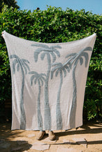 Load image into Gallery viewer, Dancing Palms Plush Throw - Chambray Blue
