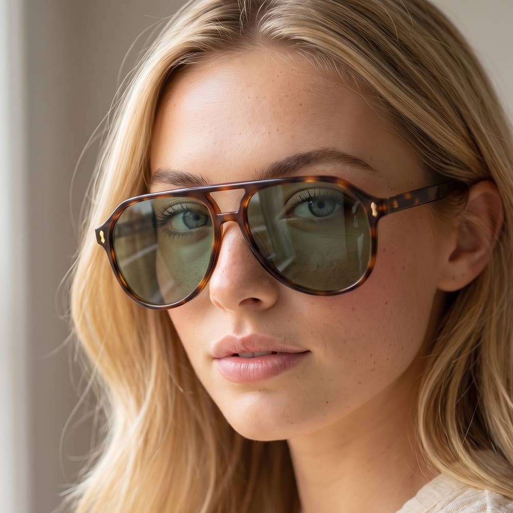 Retro Navigator Aviator Sunglasses With Tinted Lens: ASSORTED