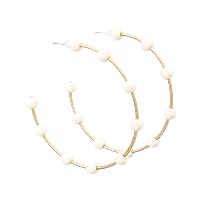 Cream and Gold Bead Hoops