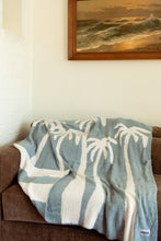 Load image into Gallery viewer, Dancing Palms Plush Throw - Chambray Blue