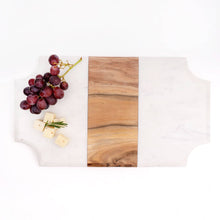 Load image into Gallery viewer, Marble &amp; Wood Beveled Serving Board