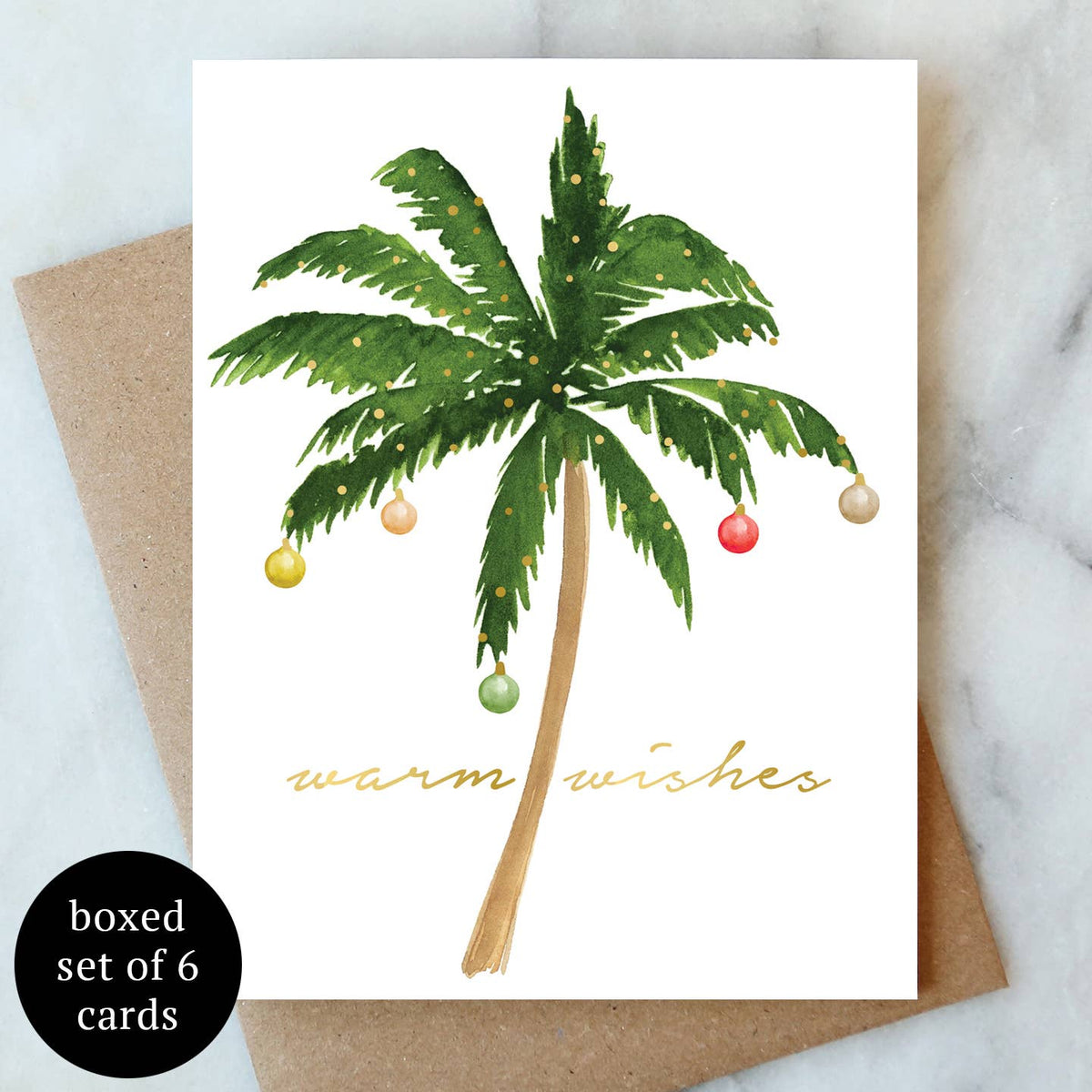 Christmas Palm Tree Greetings Card - Box Set of 6| Holiday