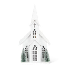 Load image into Gallery viewer, Snowy Tall Church w/ LED Lights