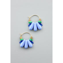 Load image into Gallery viewer, Lavender Glass and Green Hoop Earrings