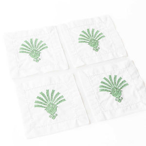 Deco Palm Embroidered Cocktail Napkin Set of 4