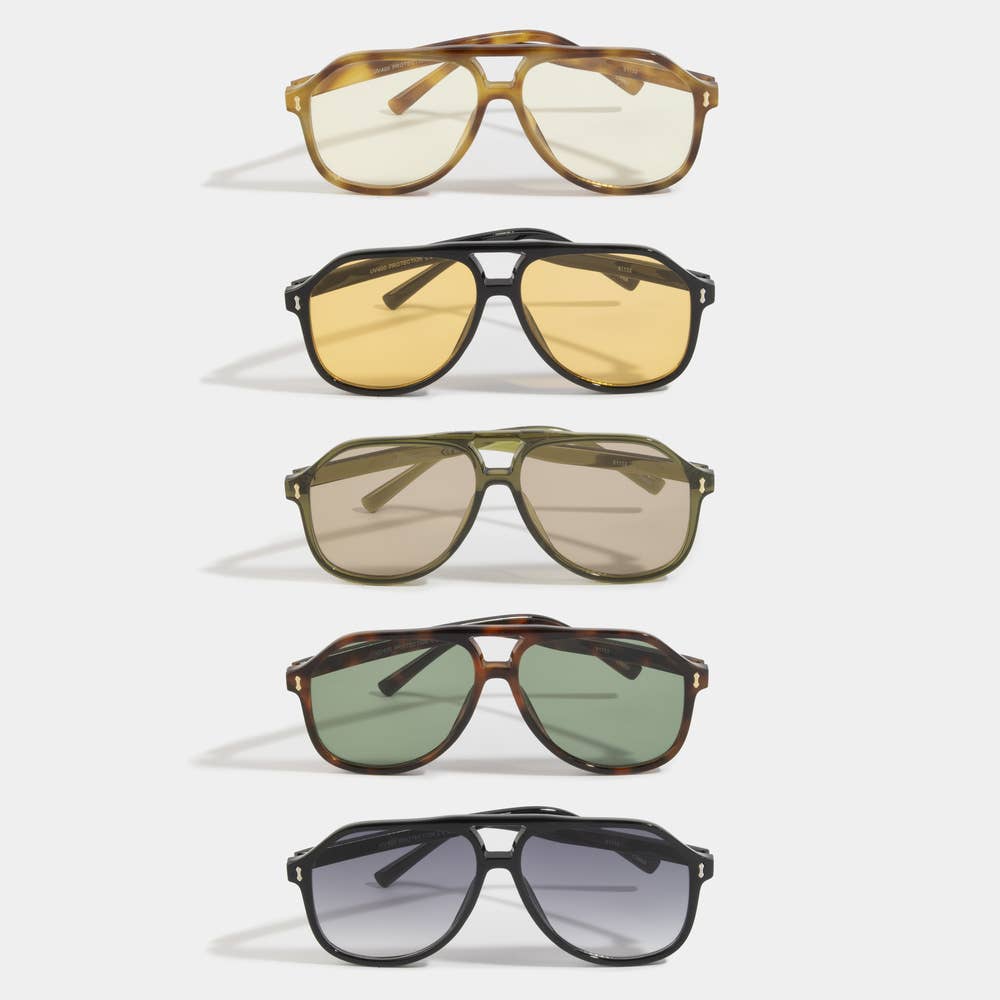 Retro Navigator Aviator Sunglasses With Tinted Lens: ASSORTED