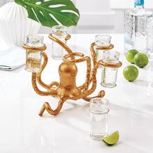 Load image into Gallery viewer, Golden Bronze Octopus Shot Glass Holder