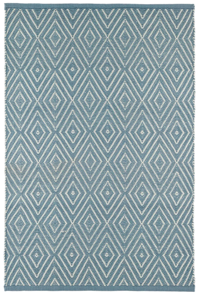 Diamond Handwoven in Diamond Slate/Light Blue Indoor/Outdoor Rug (Special Order at SHANTY SHOPPE)