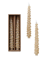 Load image into Gallery viewer, Unscented Tree Shaped Taper Candes in Box, Eggnog Color, Set of 2