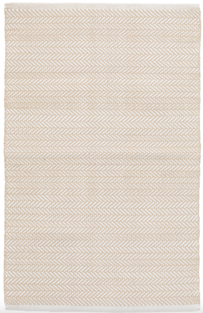 Dash & Albert Herringbone Linen/White Handwoven Indoor/Outdoor Rug