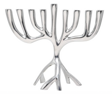 Load image into Gallery viewer, Tree of Life Menorah with Pastel Blue Candles