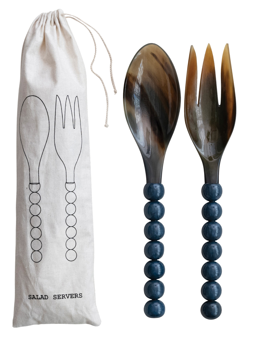 Natural Horn Salad Servers