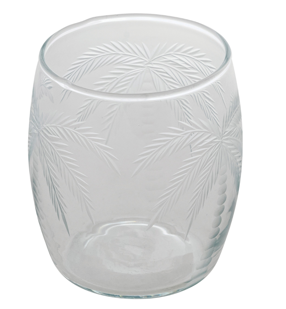 8 oz. Etched Drinking Glasses with Palm Trees/ Set of 6