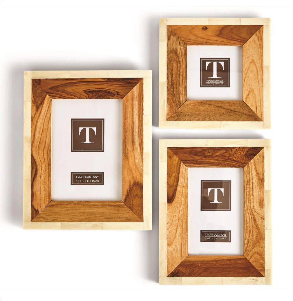 Wood and Bone Picture Frames/ 3 Sizes