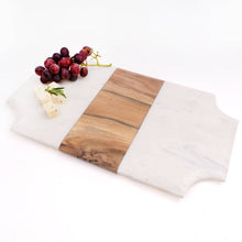 Load image into Gallery viewer, Marble &amp; Wood Beveled Serving Board