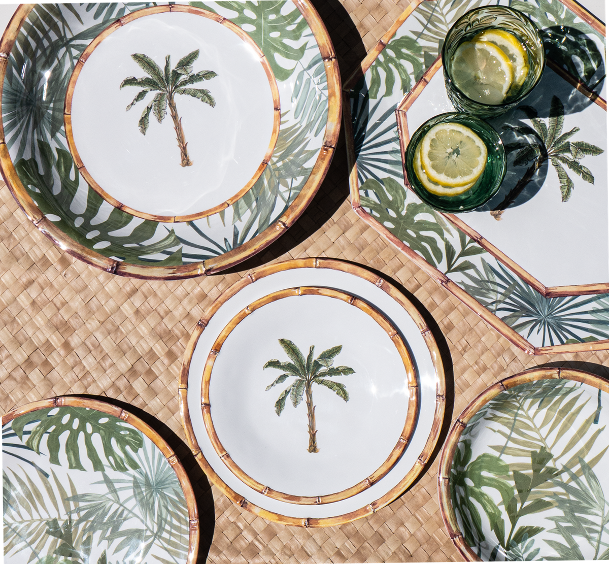 Rainforest Palm Microwavable Melamine Dinnerware Collection: Low Bowl
