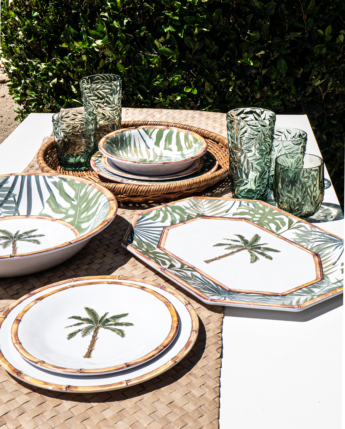 Rainforest Palm Microwavable Melamine Dinnerware Collection: Low Bowl