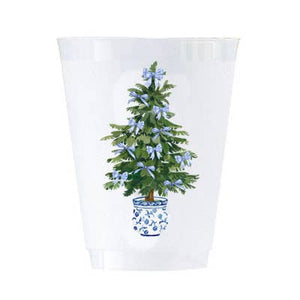 Blue Bow Christmas  Tree1 6 oz Shatterproof Cups | Set of 8