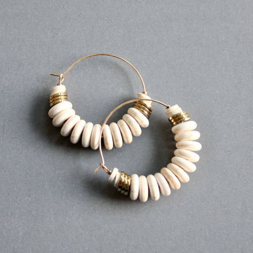 White Disc Hoop Earrings