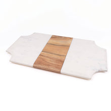 Load image into Gallery viewer, Marble &amp; Wood Beveled Serving Board